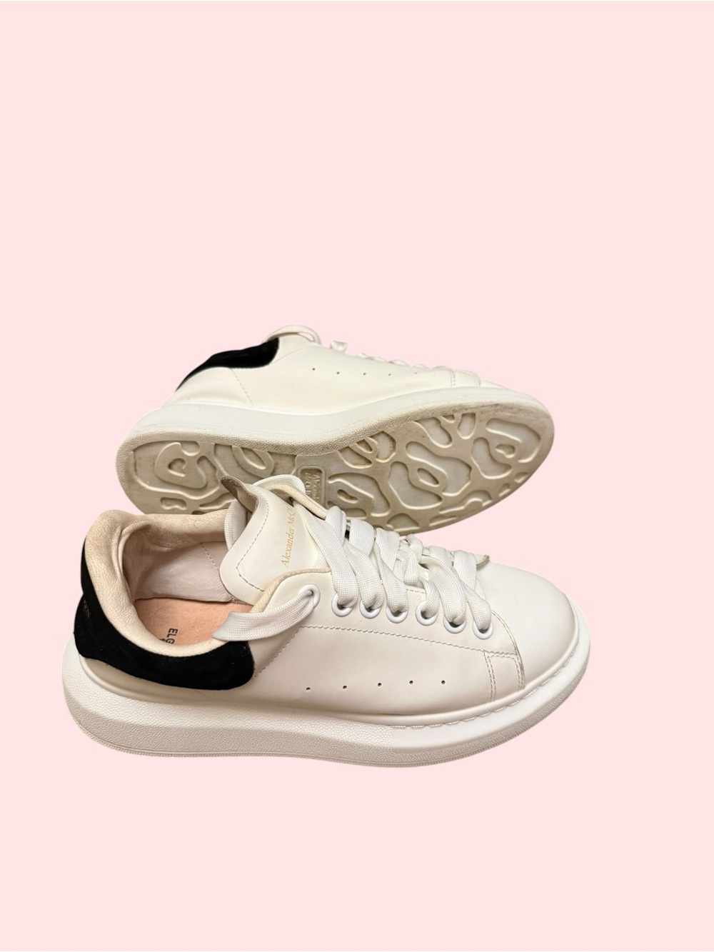 Alexander McQueen Oversized Sneaker White Black Lace-Up Low Top Size 37 - Picture 7 of 12